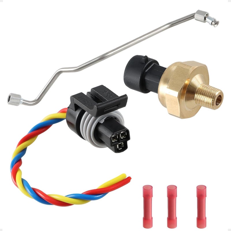 HIMARKLIF Stainless Steel Exhaust Back Pressure Sensor Tube, EBP Sensor with Wire Harness Compatible with Ford F250 F350 7.3L Powerstroke Diesel 1999-2003 Replace#: 1850353C1 1C3Z-9D477-AA - Image 1